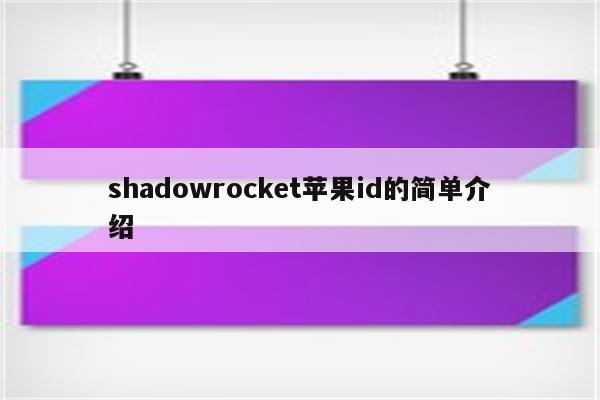 shadowrocket<strong>苹果id</strong>的简单介绍