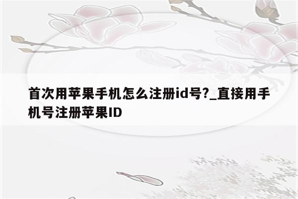 首次用苹果手机怎么注册id号?_直接用手机号注册<strong>苹果id</strong>